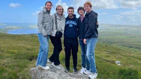 A group of students hiking in Ireland